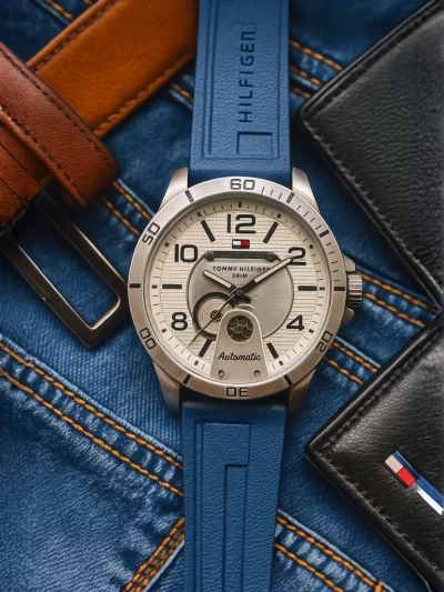 Tommy Hilfiger Blue Rubber Strap Automatic
